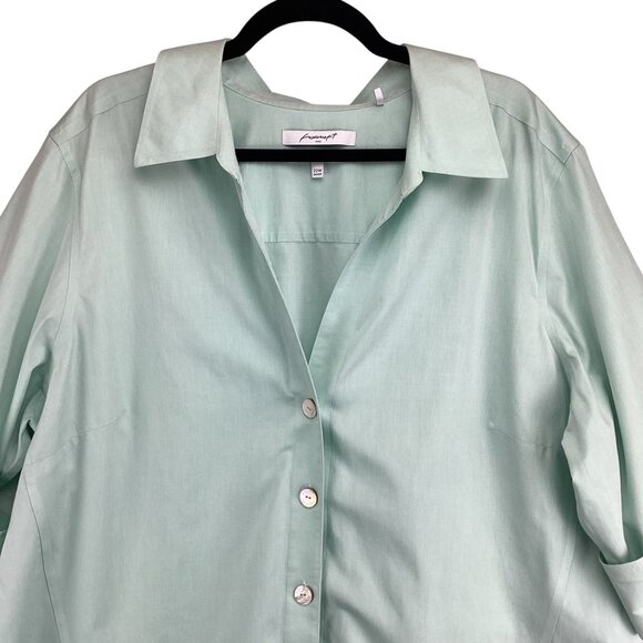 Foxcroft Button Down Shirt‎ Size 22W Mint Green 3/4 Sleeve Non-Iron - Picture 2 of 9
